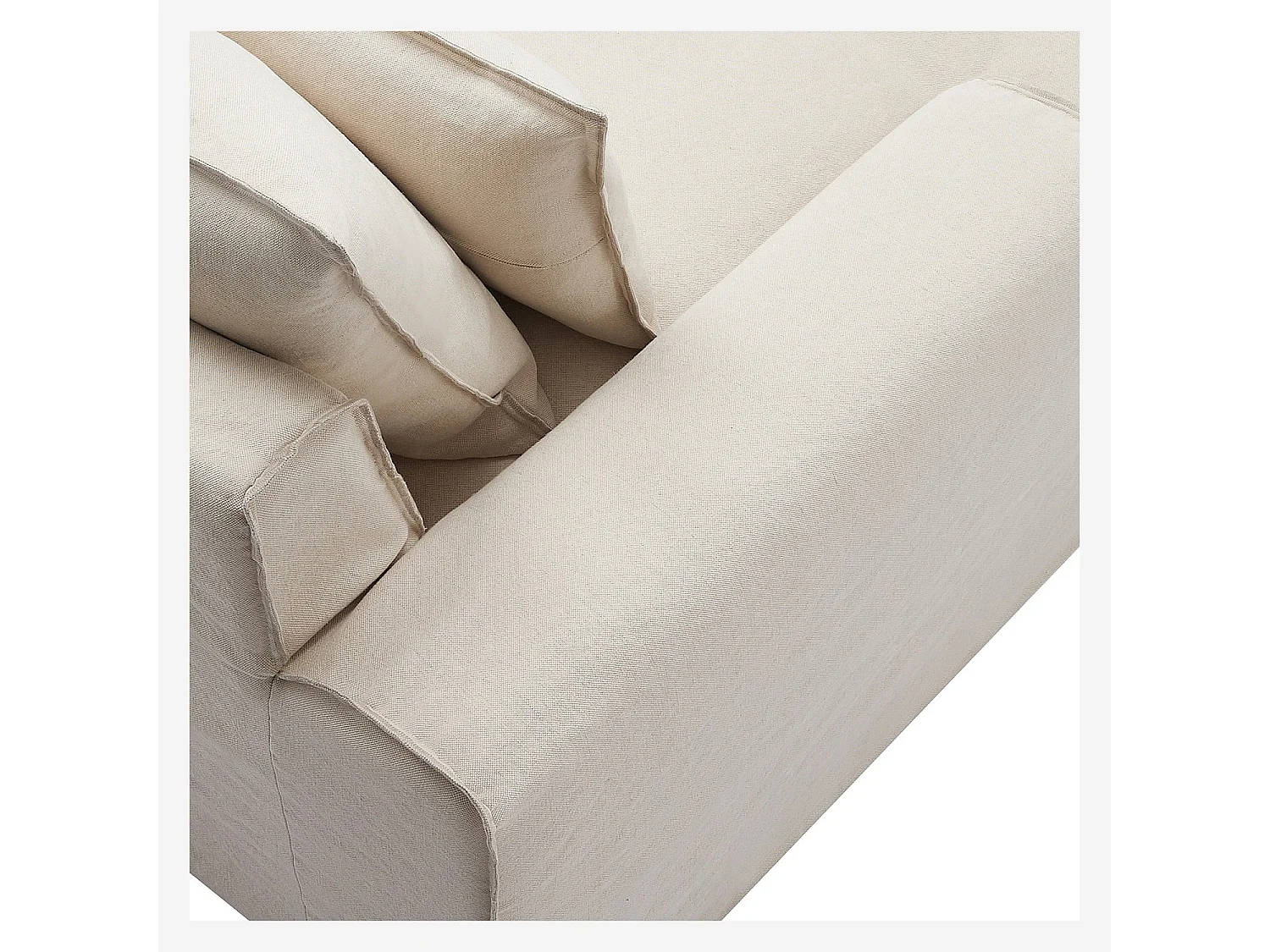 Habitat - Canapé d'angle gauche déhoussable en coton et lin garni de plumes - Sable blanc - Ginosa