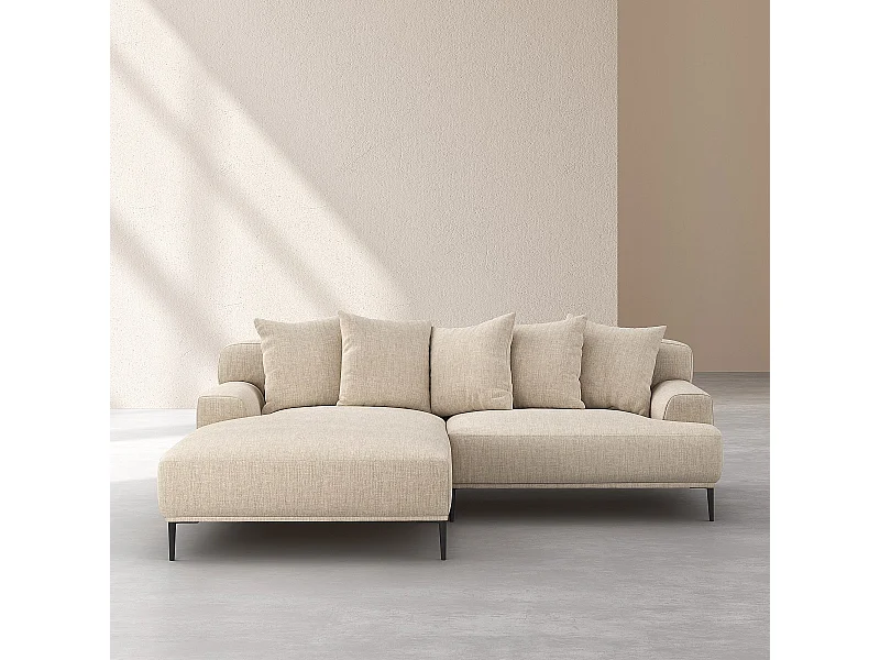 Habitat - Canapé d'angle gauche en coton et lin garni de plumes - Beige - Ottone II