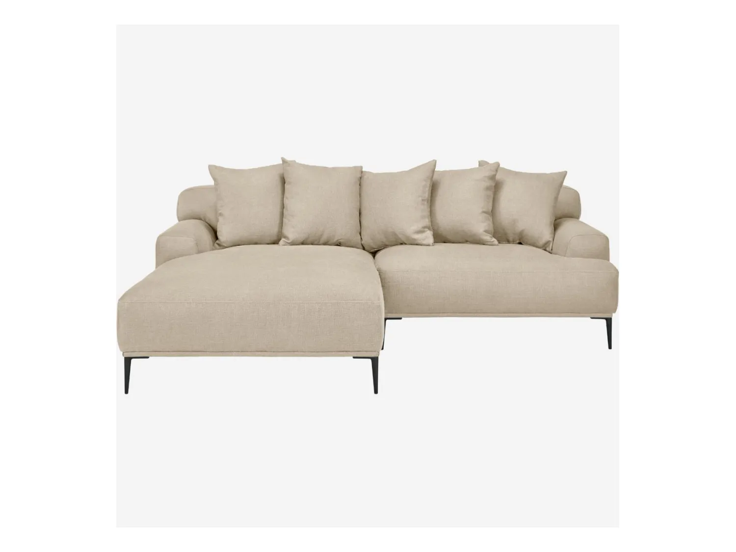 Habitat - Canapé d'angle gauche en coton et lin garni de plumes - Beige - Ottone II