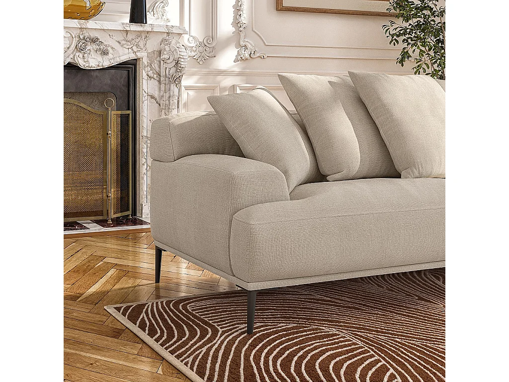 Habitat - Canapé 3 places en coton et lin garni de plumes - Beige - Ottone II