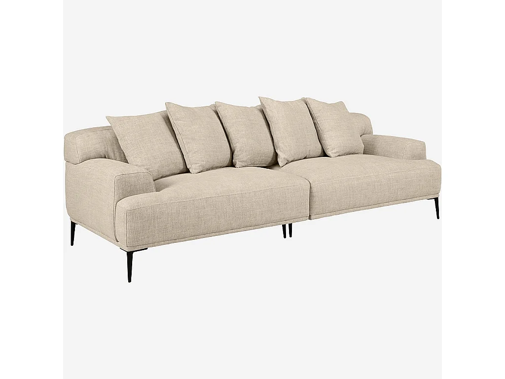 Habitat - Canapé 3 places en coton et lin garni de plumes - Beige - Ottone II