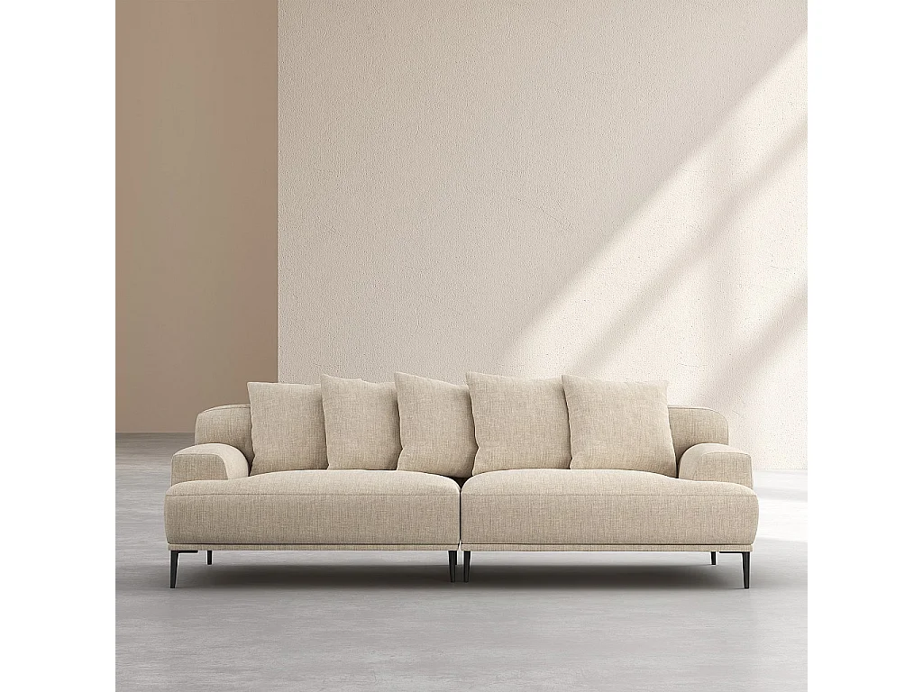 Habitat - Canapé 3 places en coton et lin garni de plumes - Beige - Ottone II