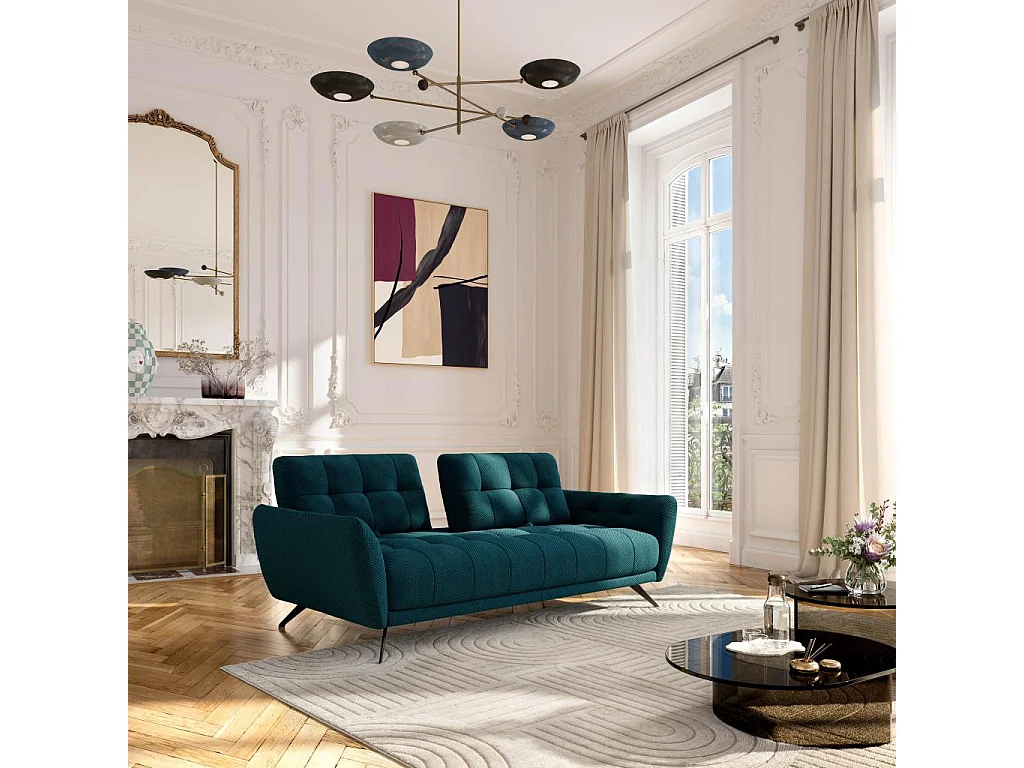 Habitat - Canapé 3 places en tissu 3D avec dossier avance-recule - Bleu canard - Design by Roberto Bendini - Chety