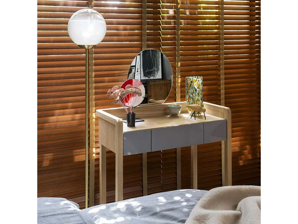 Habitat - Coiffeuse en chêne et bois laqué - Naturel et gris - Design by Chloé Le Cam - Roxanne