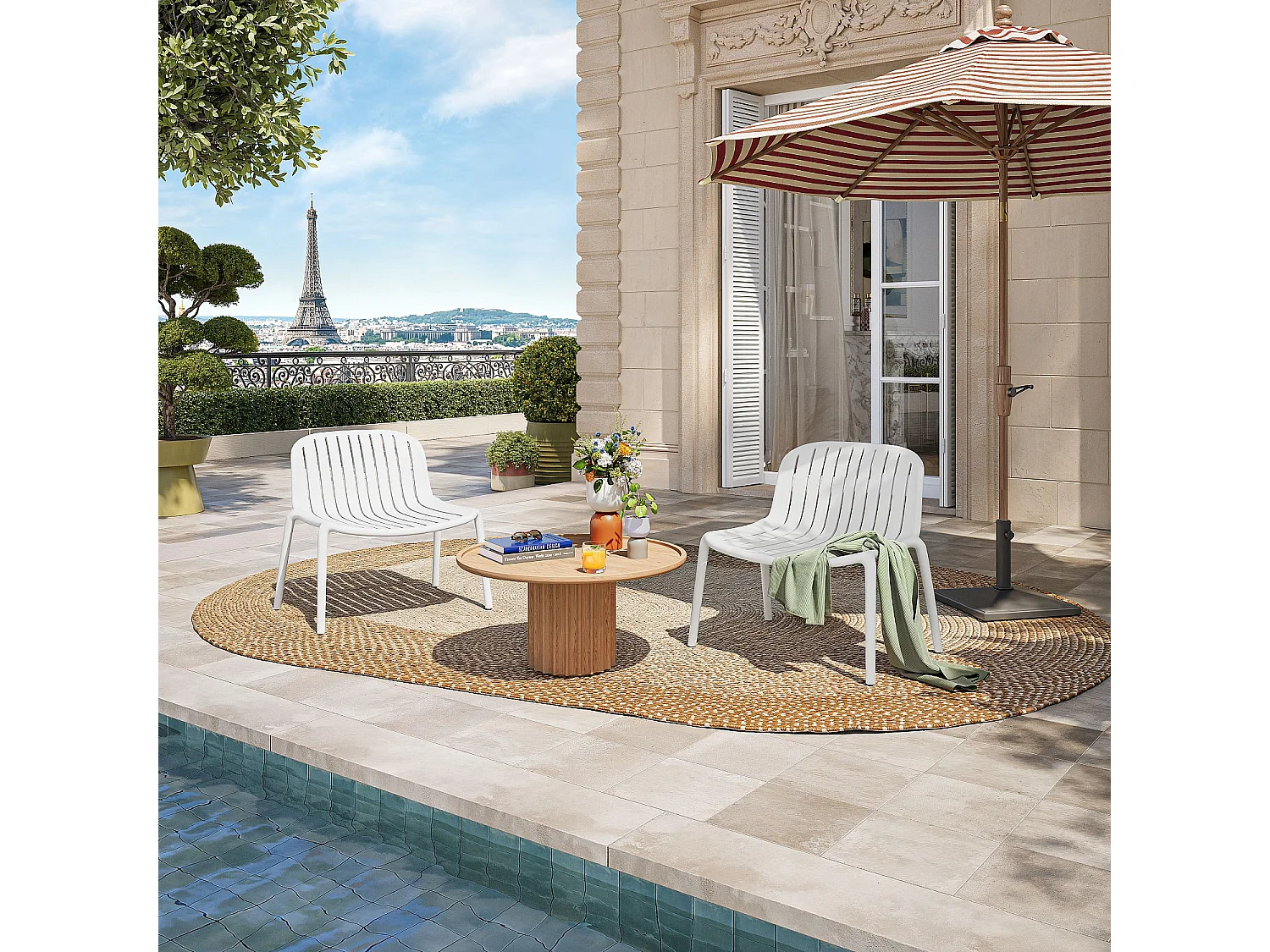 Fauteuil de jardin en polypropylène - Blanc opalin