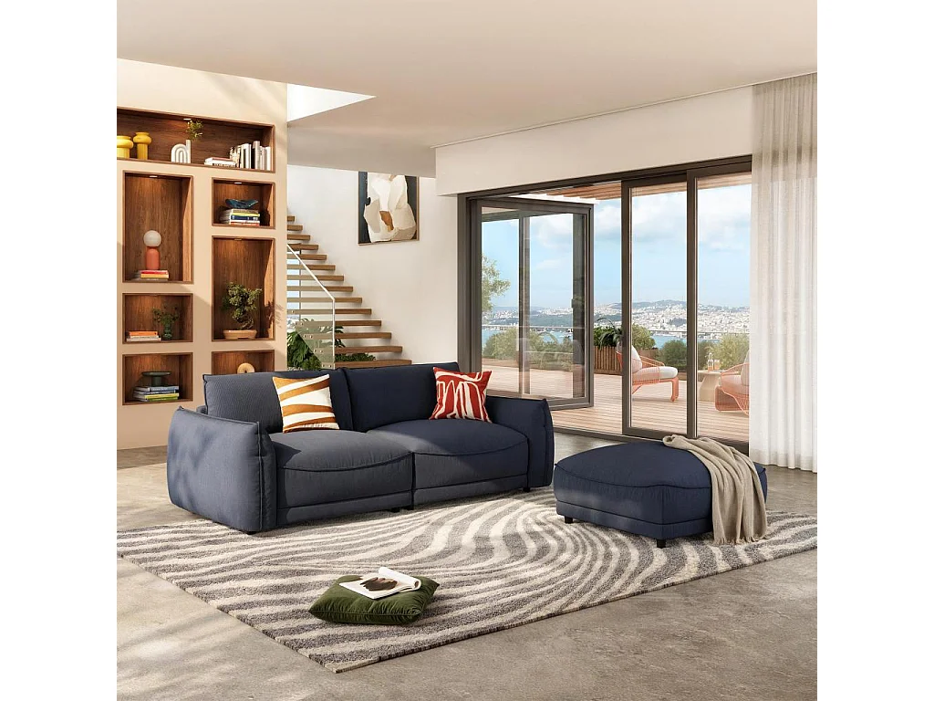 Habitat - Repose-pieds en tissu - Bleu marine - Vesta