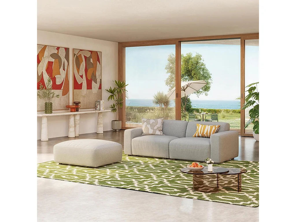 Habitat - Repose-pied en tissu - Gris perle - Cremi