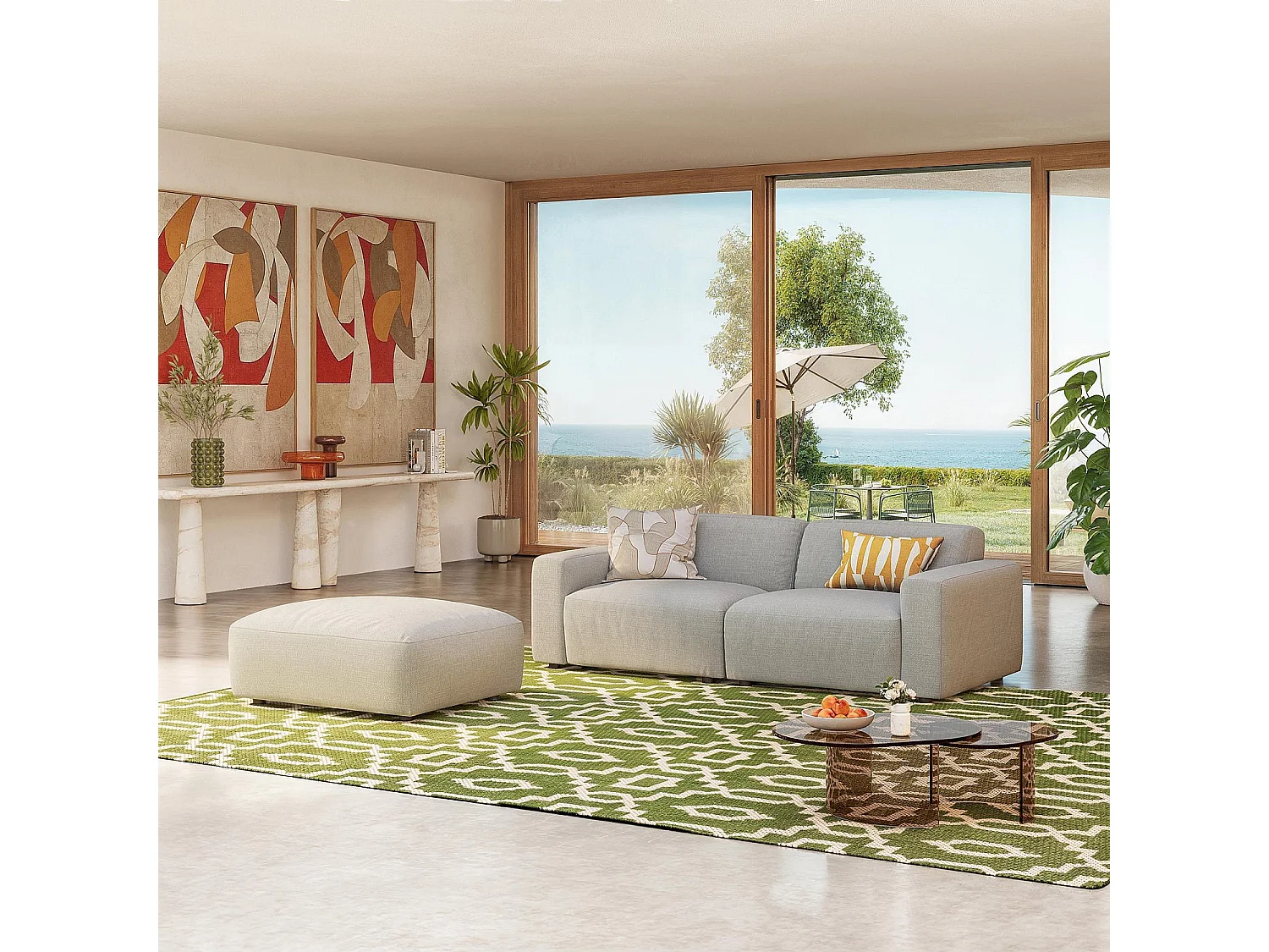 Habitat - Repose-pied en tissu - Gris perle - Cremi