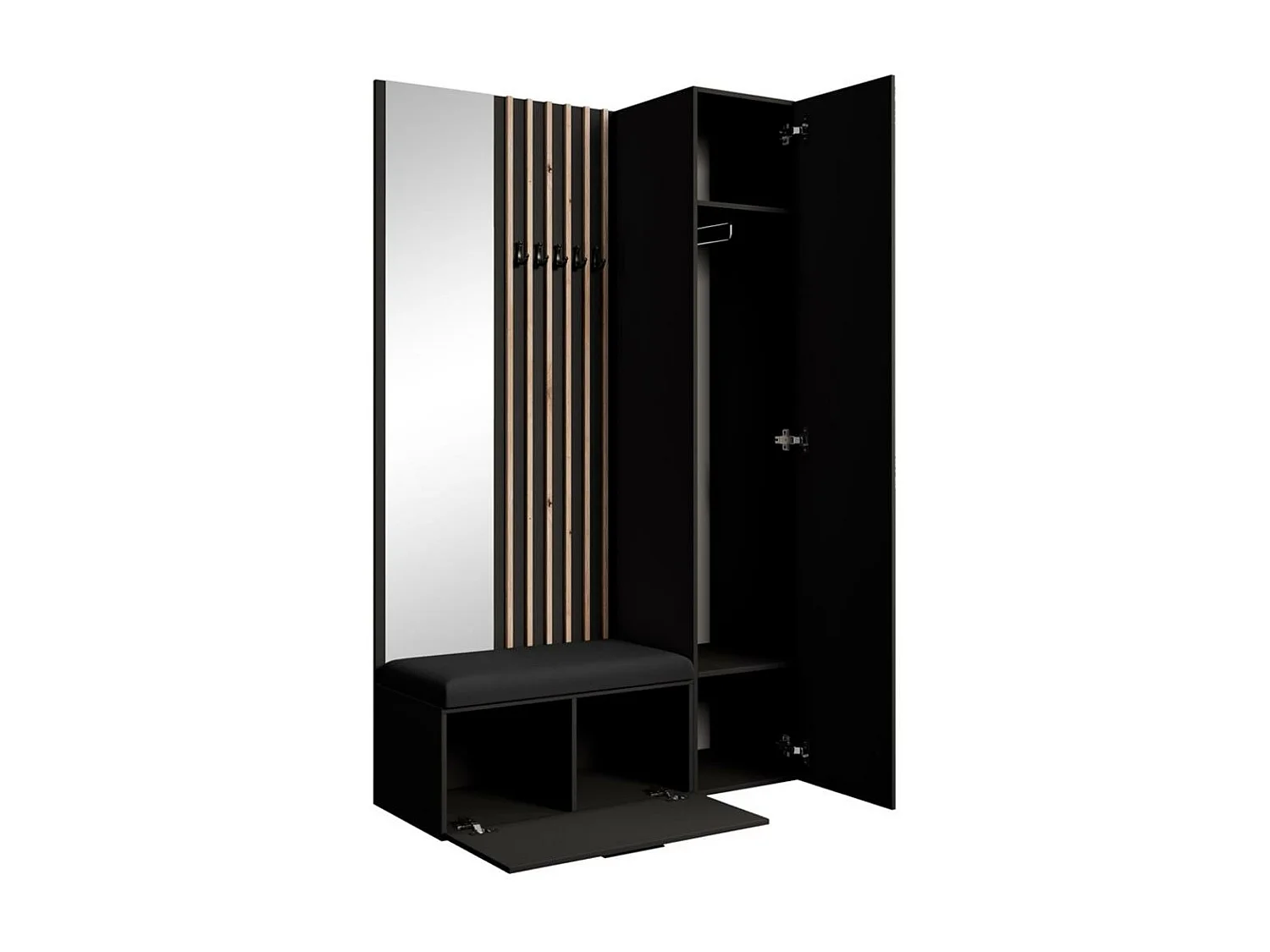 GARDEROBE Margaret II 121/203/43 avec lamelles et armoire haute