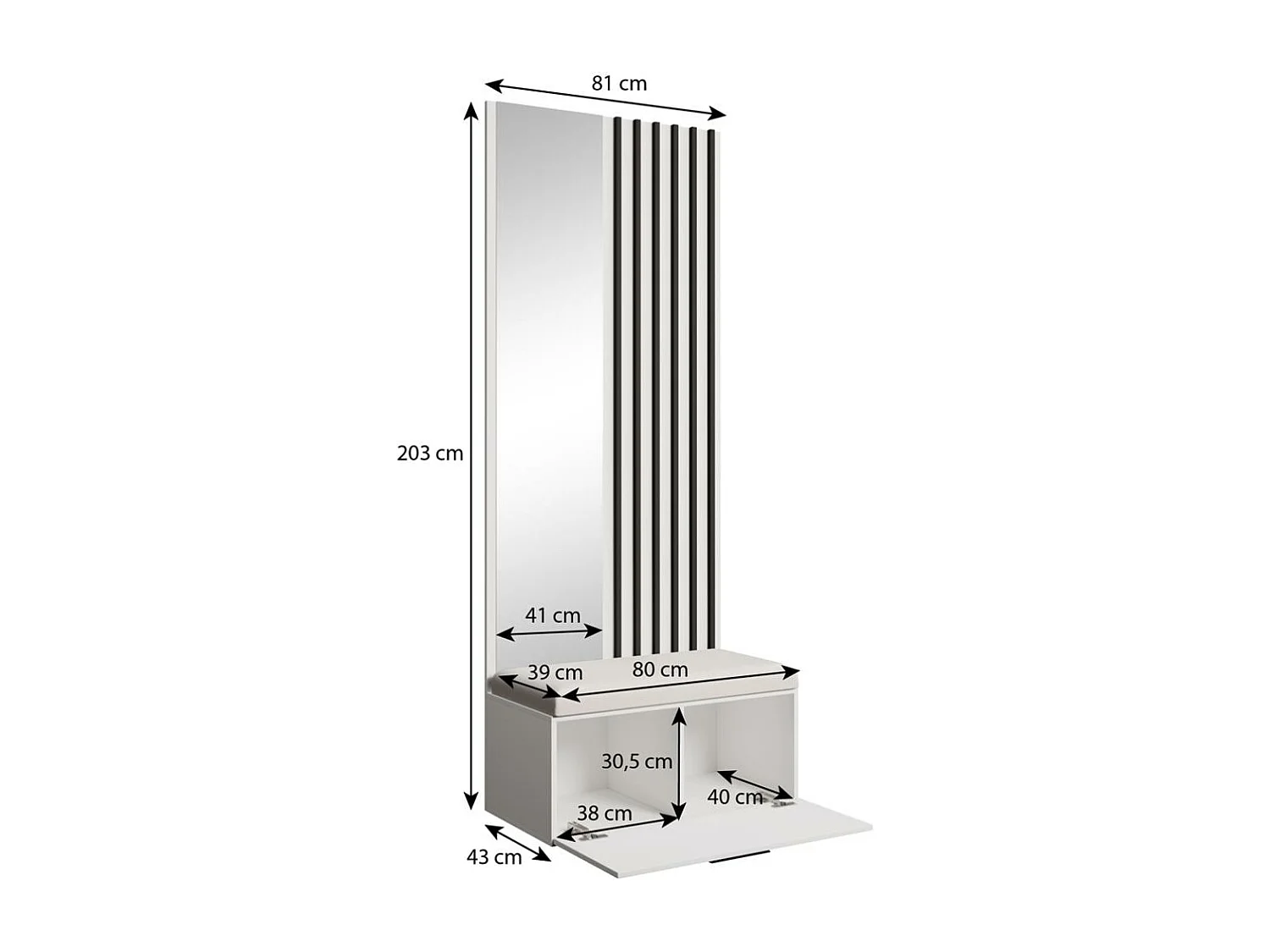 GARDEROBE Margaret II 81/203/43 avec lamelles et miroir