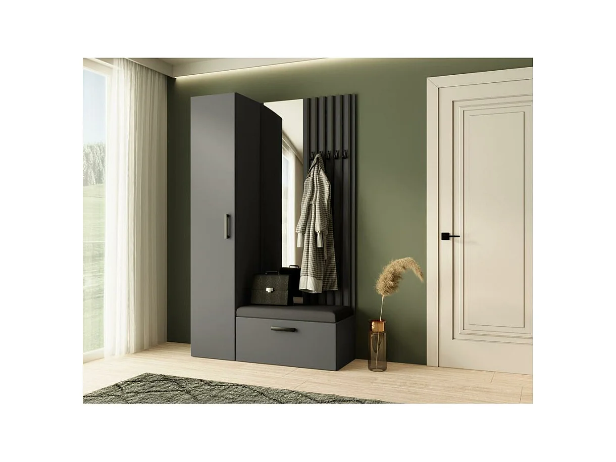 GARDEROBE Margaret II 121/203/43 mit Lamellen und Hochschrank
