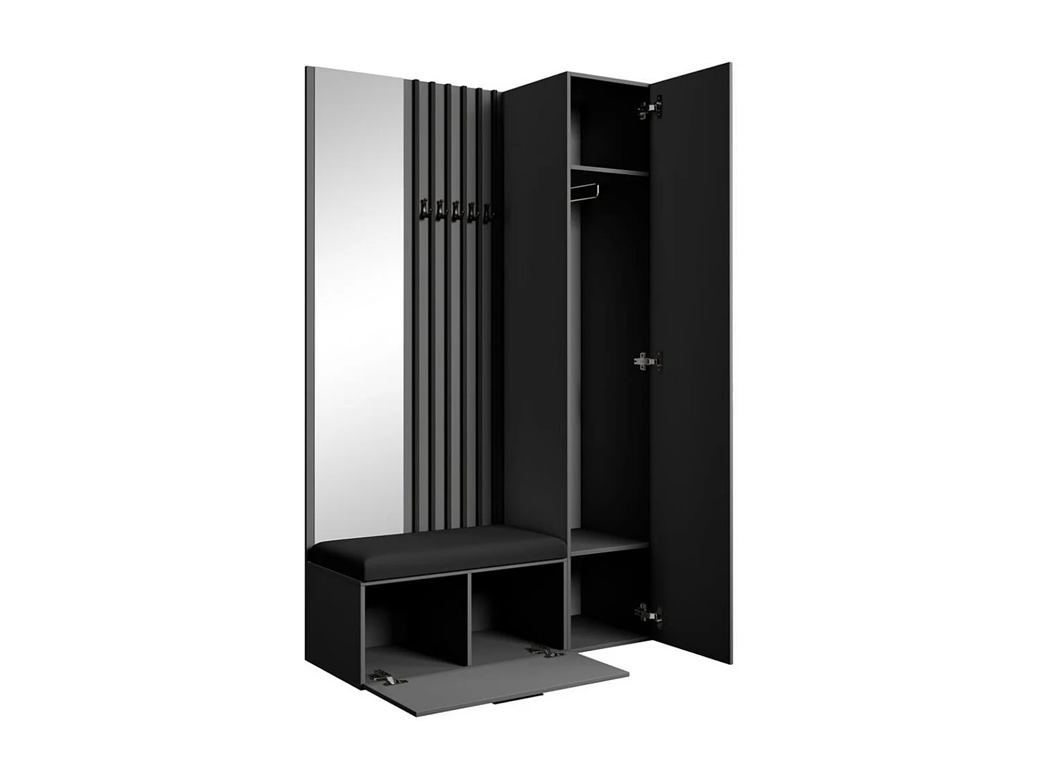 GARDEROBE Margaret II 121/203/43 avec lamelles et armoire haute