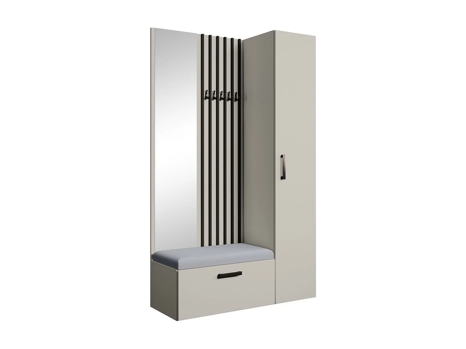 GARDEROBE Margaret II 121/203/43 avec lamelles et armoire haute