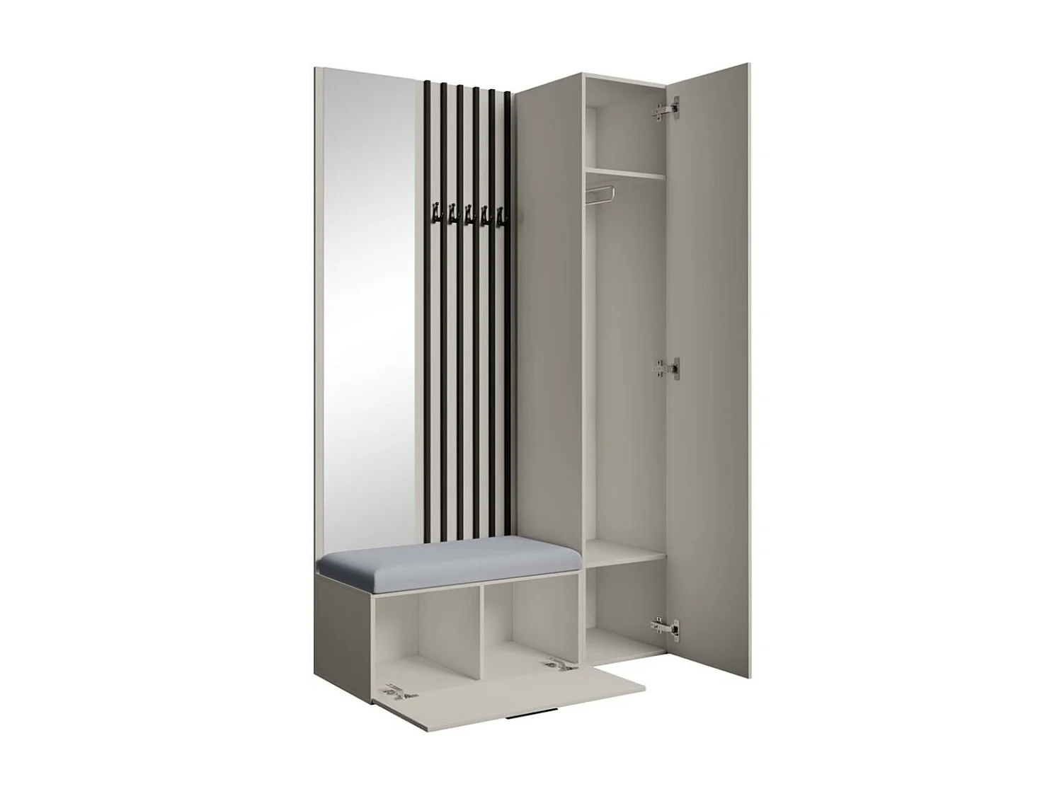 GARDEROBE Margaret II 121/203/43 avec lamelles et armoire haute