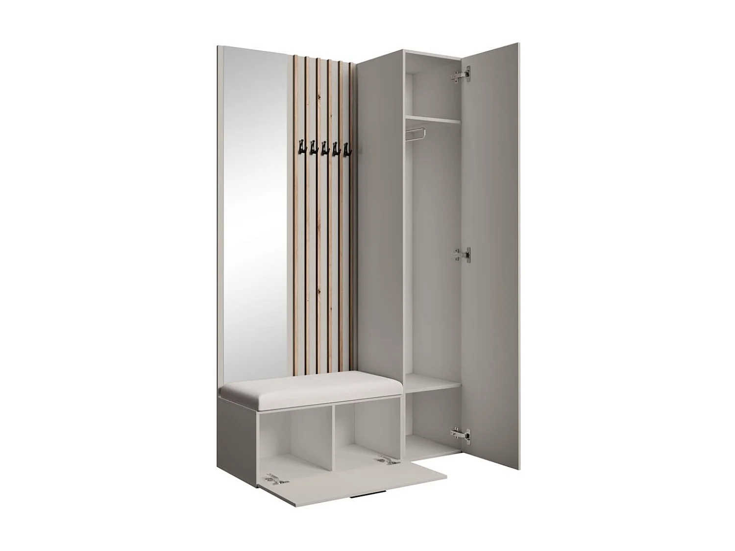 GARDEROBE Margaret II 121/203/43 avec lamelles et armoire haute