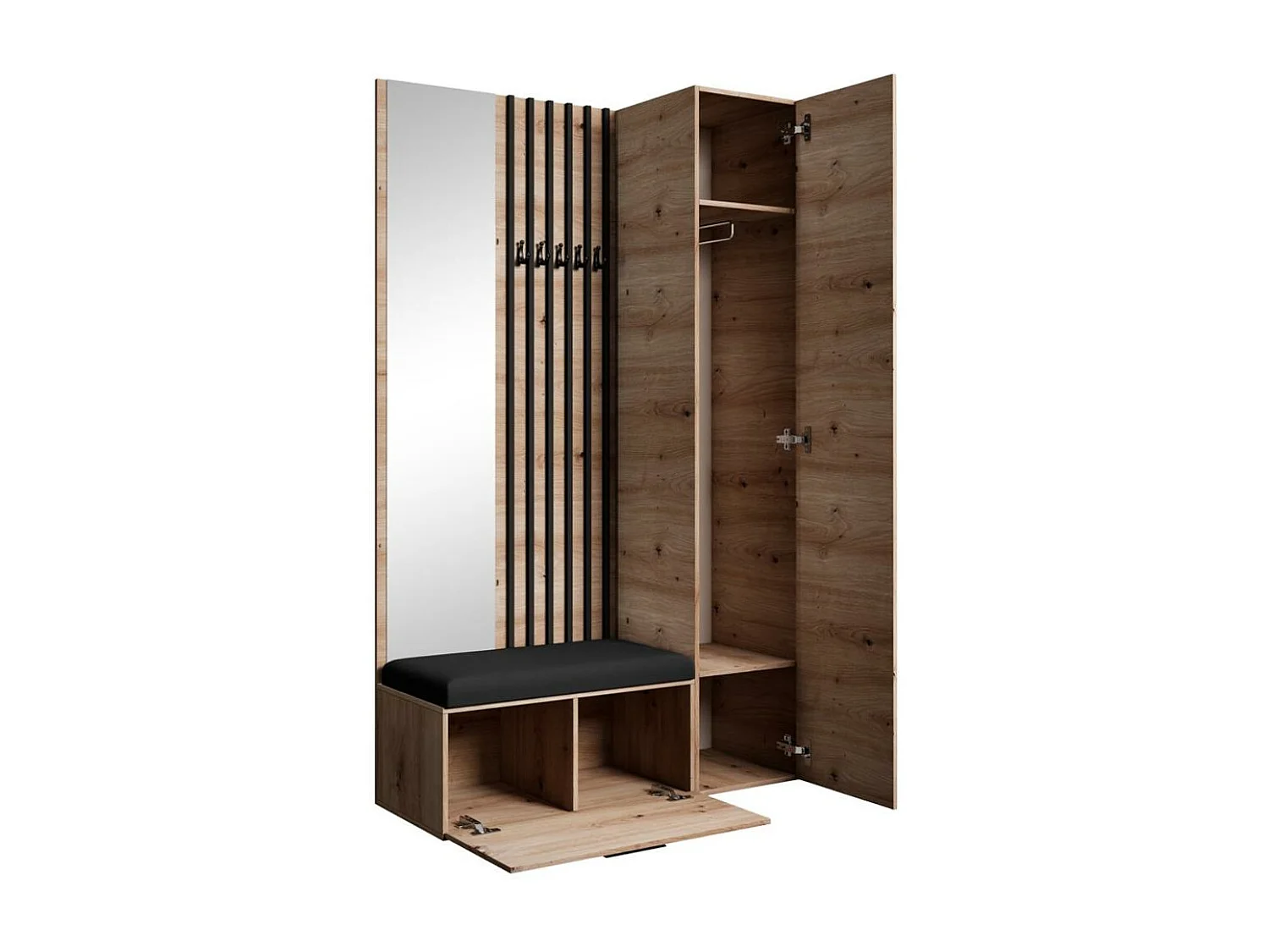 GARDEROBE Margaret II 121/203/43 avec lamelles et armoire haute