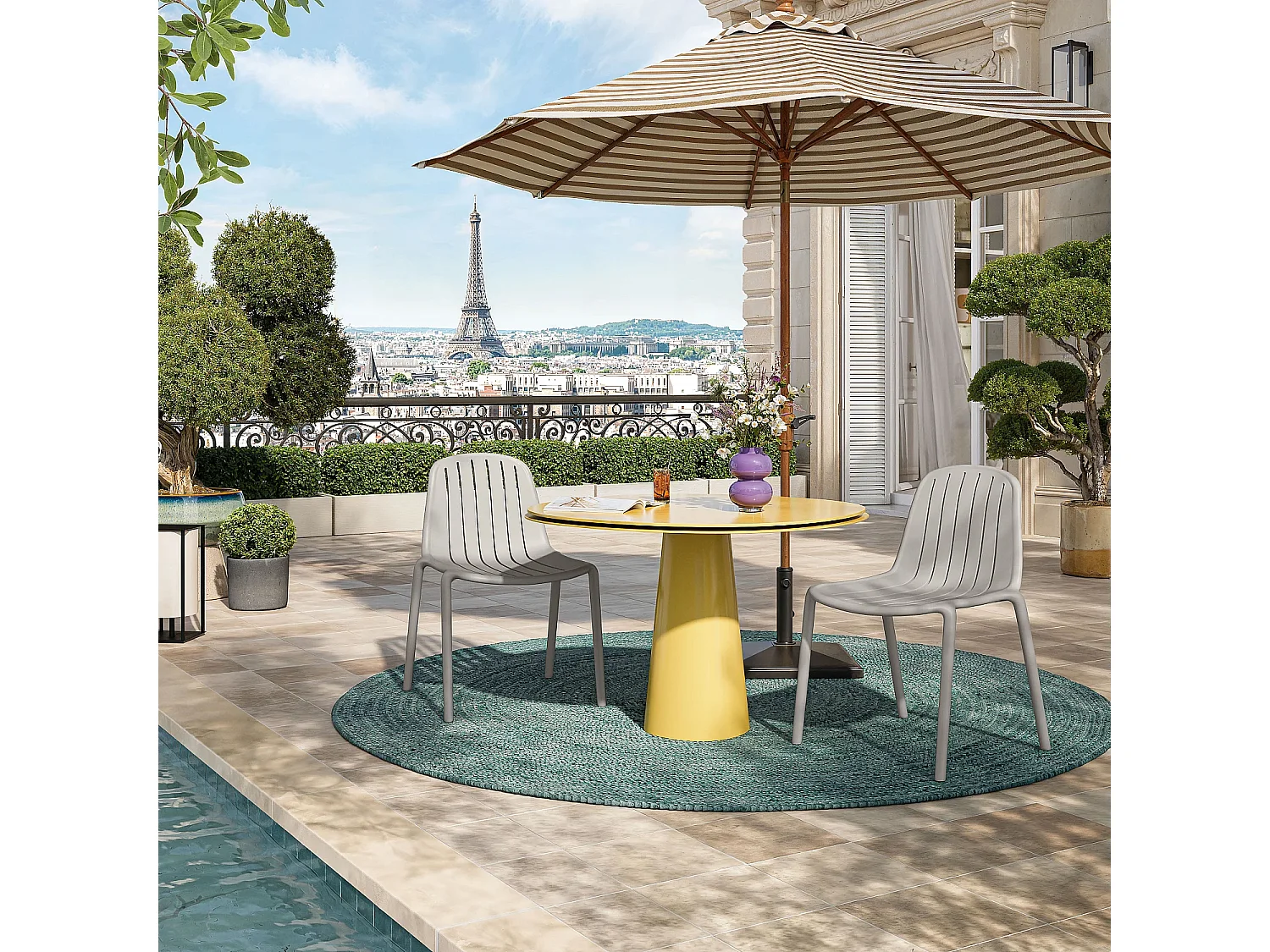 Chaise de jardin en polypropylène - Gris argile