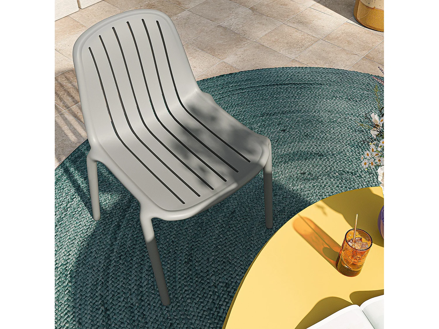 Chaise de jardin en polypropylène - Gris argile