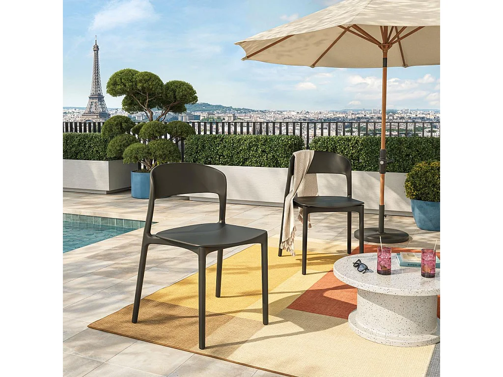 Habitat - Lot de 2 chaises de jardin en polypropylène - Anthracite - Design by Favaretto & Partners - Faraya