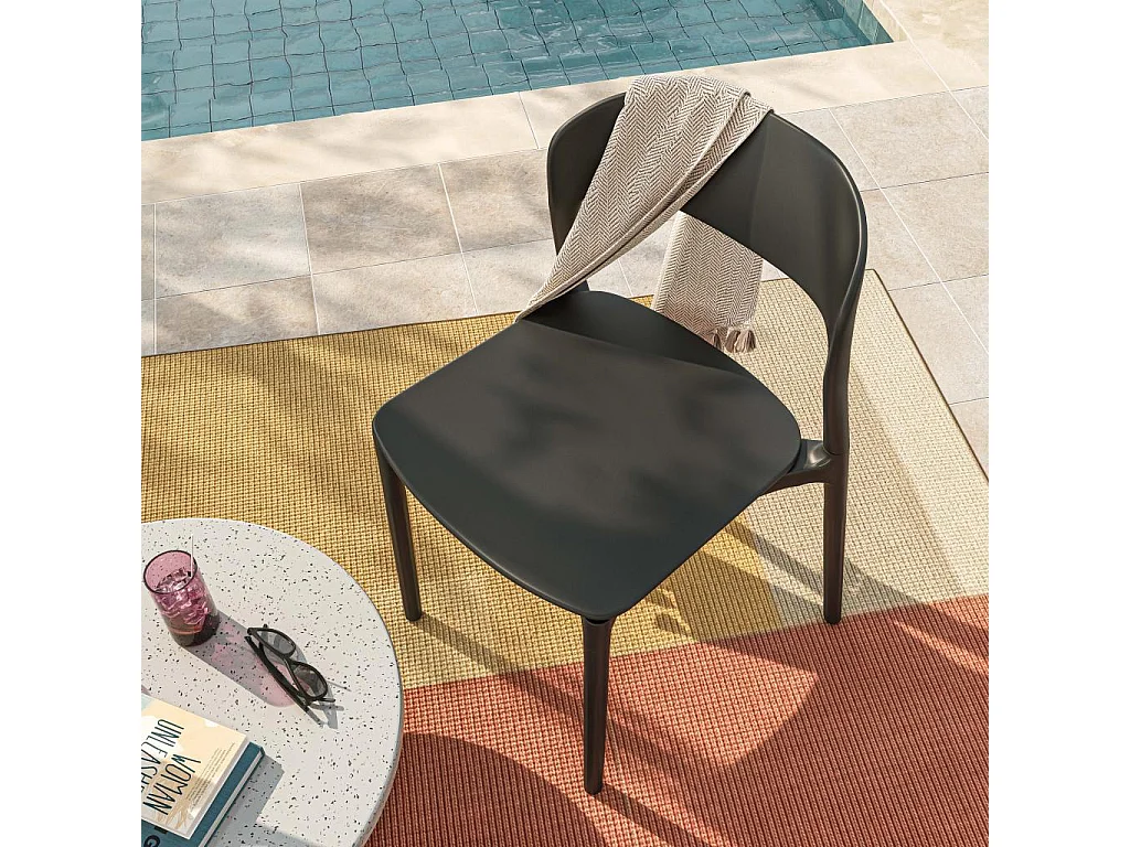 Habitat - Lot de 2 chaises de jardin en polypropylène - Anthracite - Design by Favaretto & Partners - Faraya