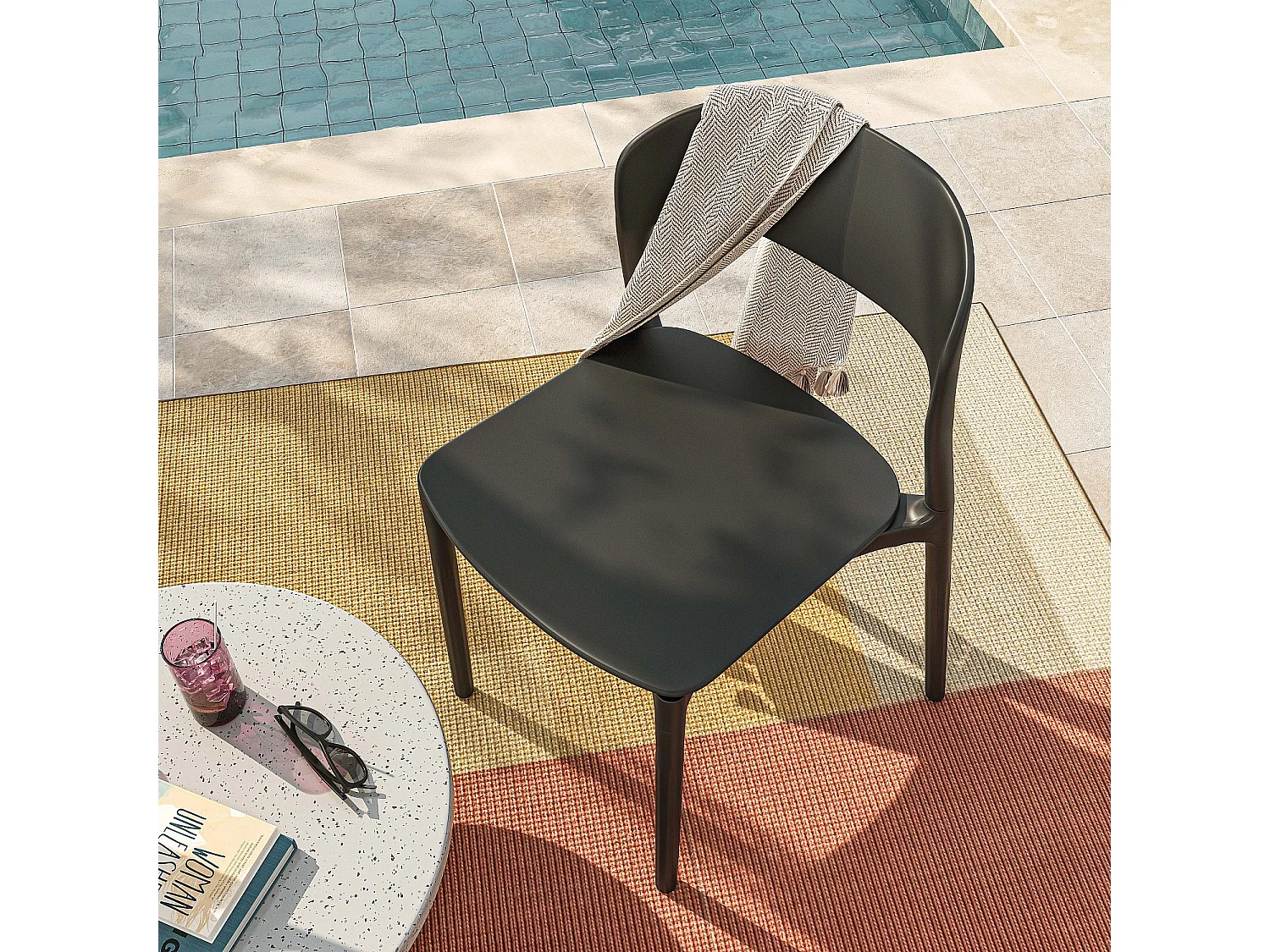 Habitat - Lot de 2 chaises de jardin en polypropylène - Anthracite - Design by Favaretto & Partners - Faraya