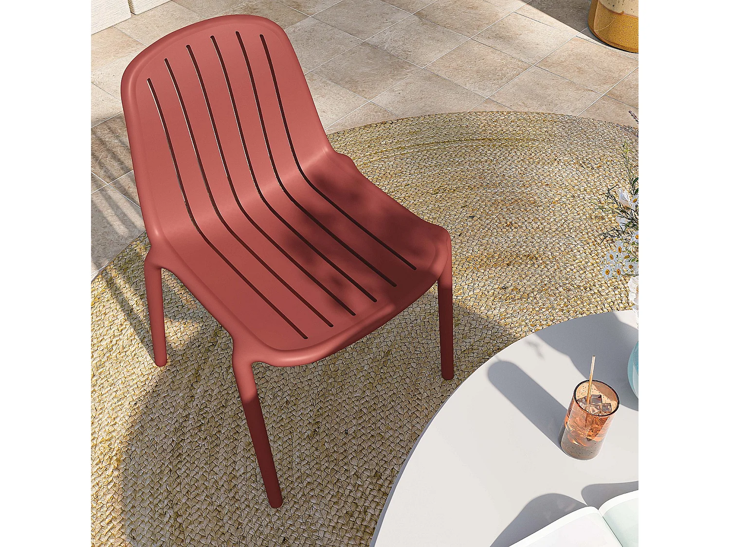 Habitat - Chaise de jardin en polypropylène - Rouge parme - Arzon