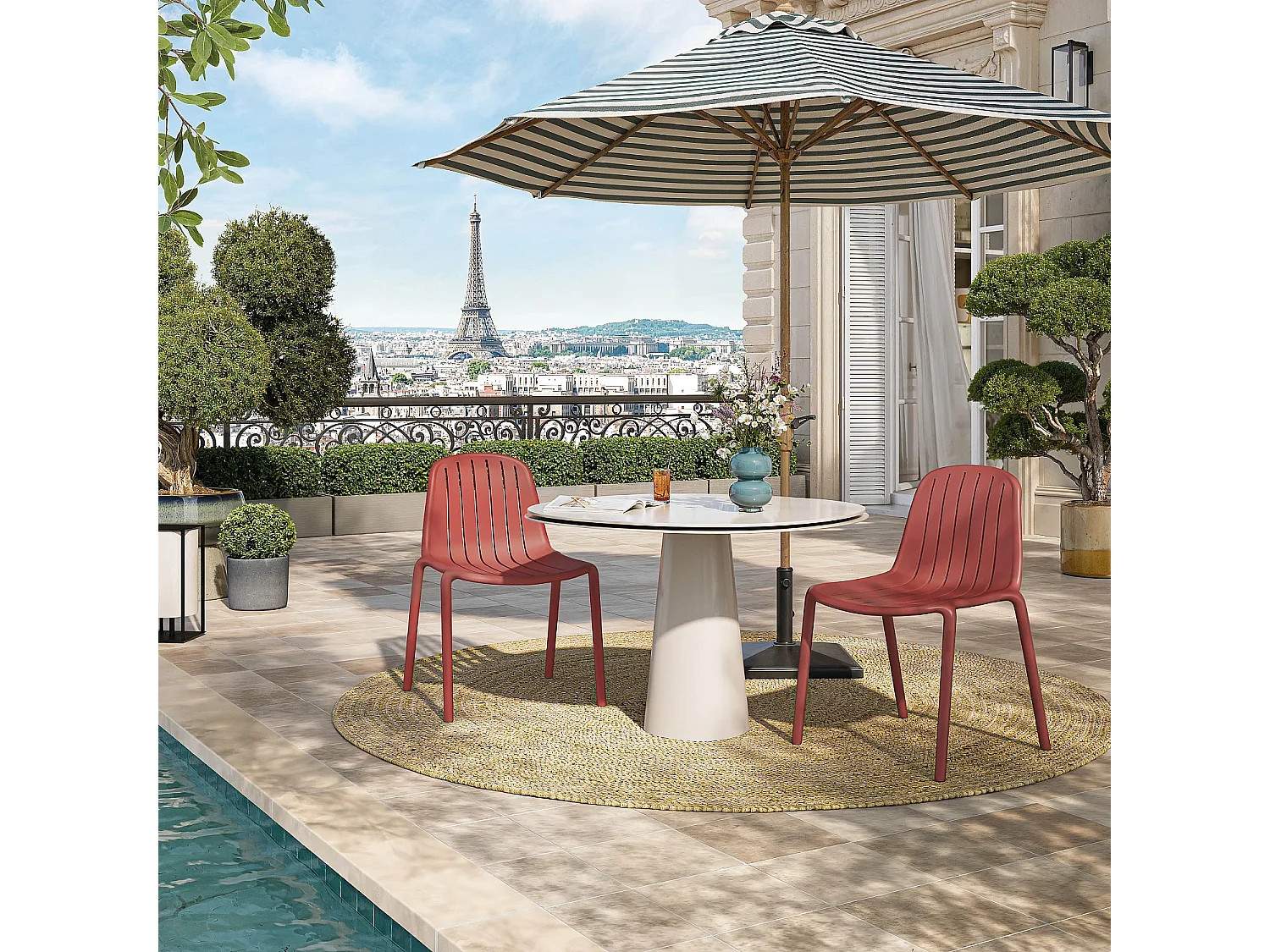 Chaise de jardin en polypropylène - Rouge parme