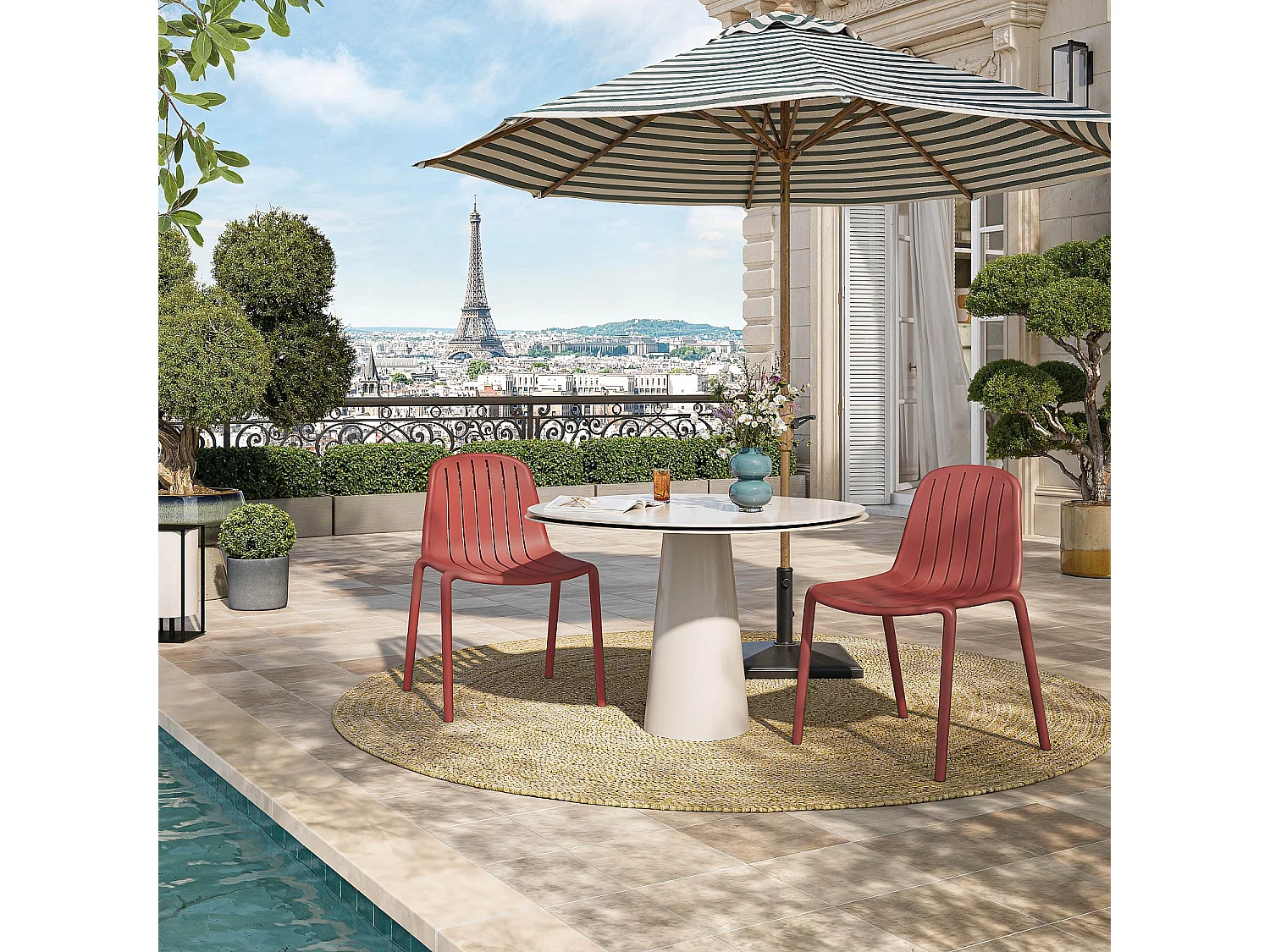 Chaise de jardin en polypropylène - Rouge parme