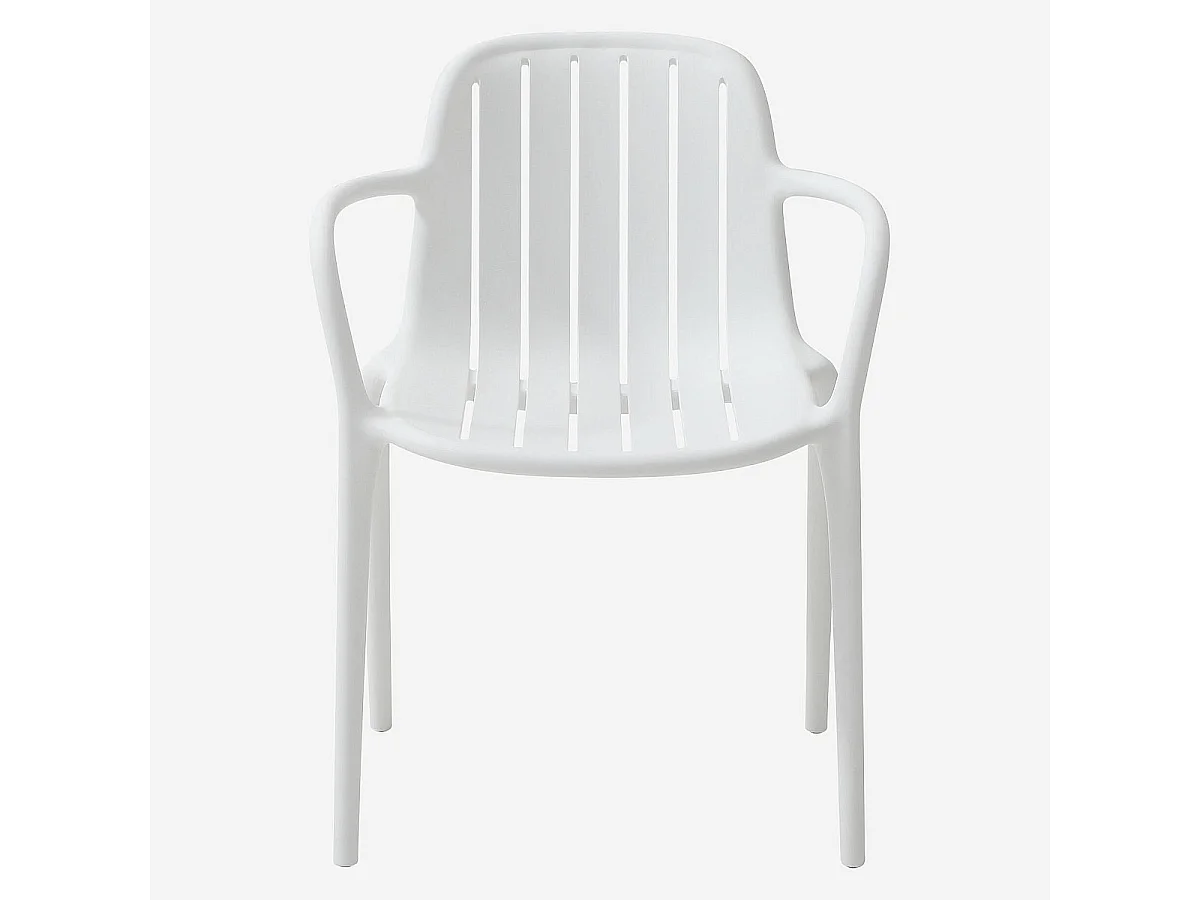 Lot de 2 chaises de jardin en polypropylène avec accoudoirs - Blanc opalin