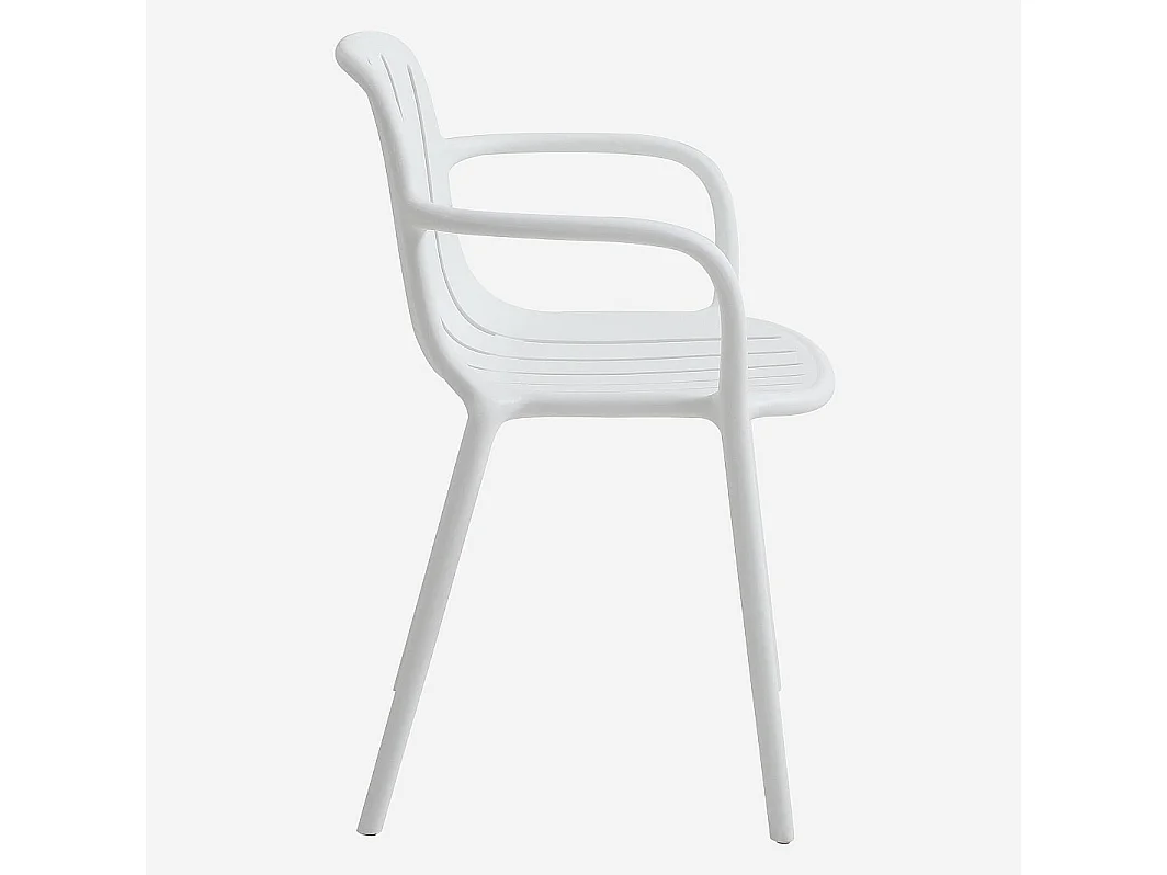 Lot de 2 chaises de jardin en polypropylène avec accoudoirs - Blanc opalin