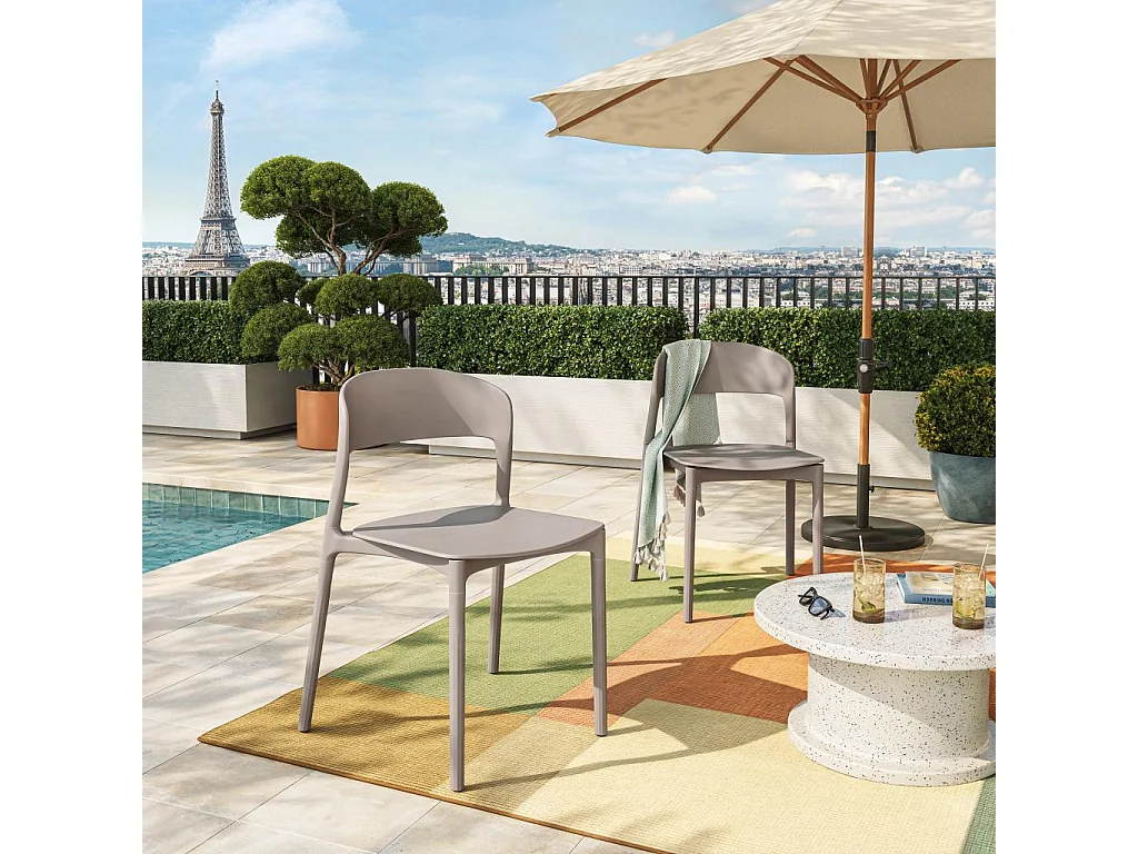 Habitat - Lot de 2 chaises de jardin en polypropylène - Taupe - Design by Favaretto & Partners - Faraya