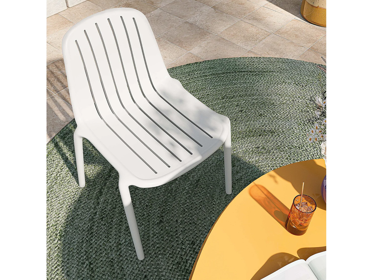 Chaise de jardin en polypropylène - Blanc opalin