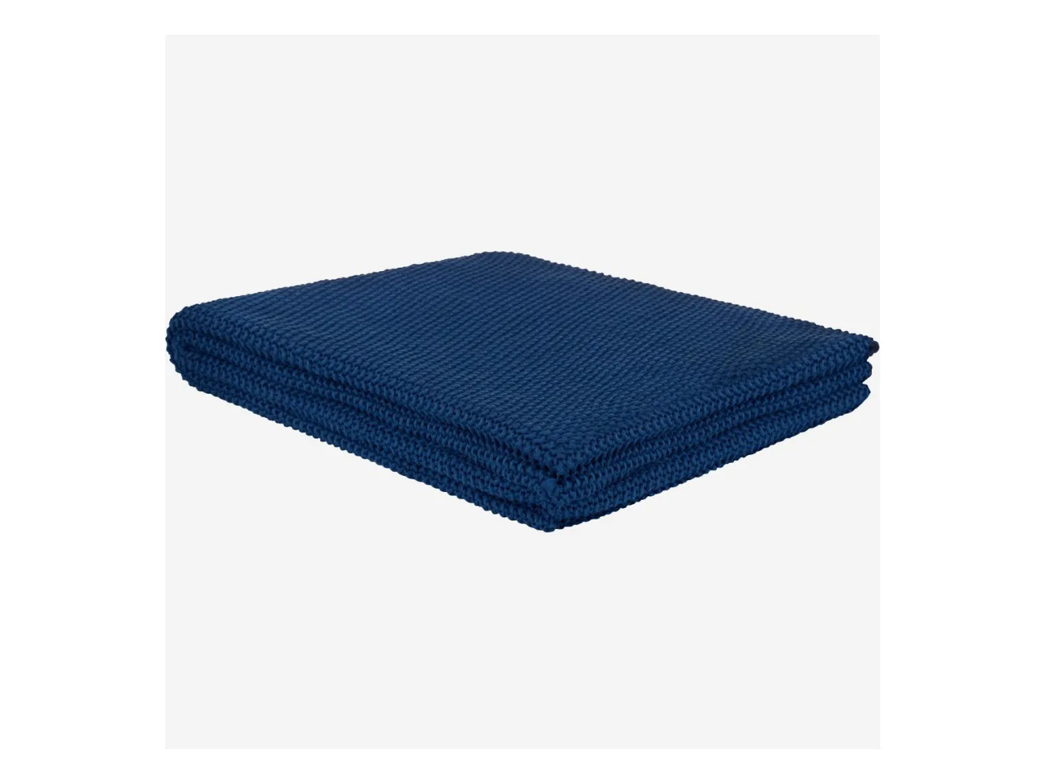 Habitat - Plaid tricoté en coton - 130 x 170 cm - Bleu - Lou
