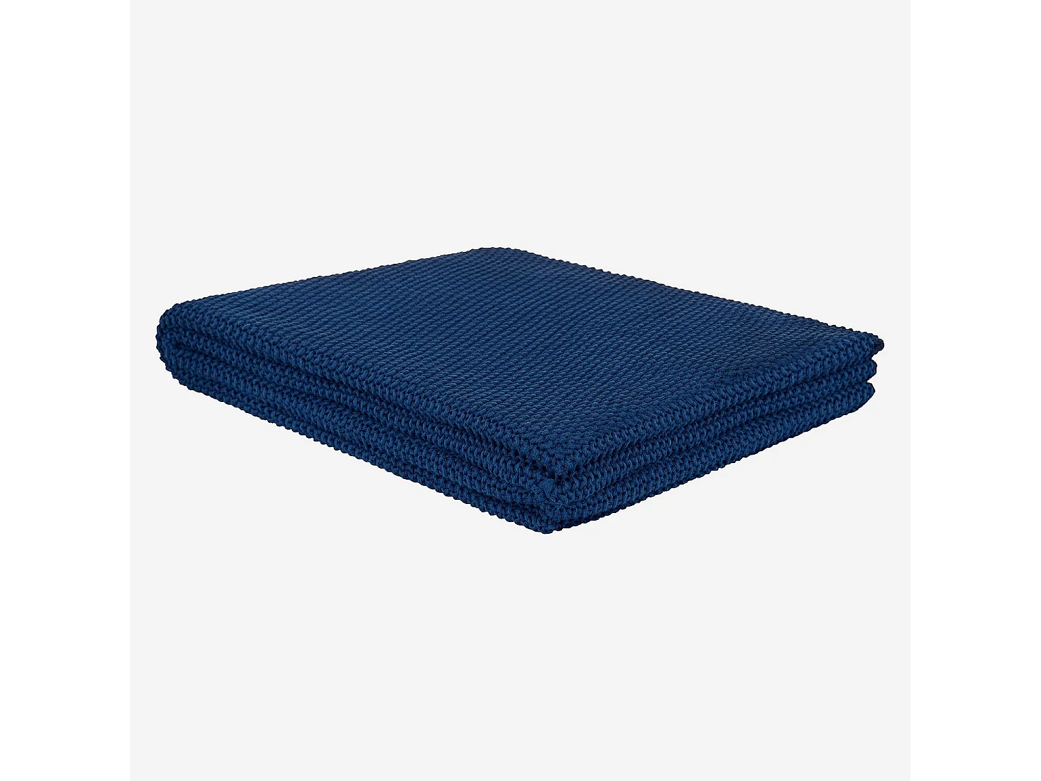 Habitat - Plaid tricoté en coton - 130 x 170 cm - Bleu - Lou