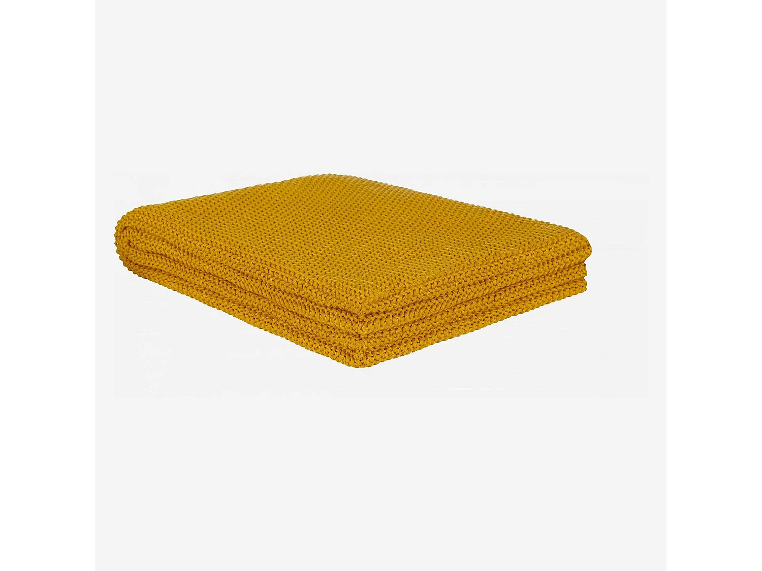 Habitat - Plaid tricoté en coton - 130 x 170 cm - Jaune Moutarde - Lou