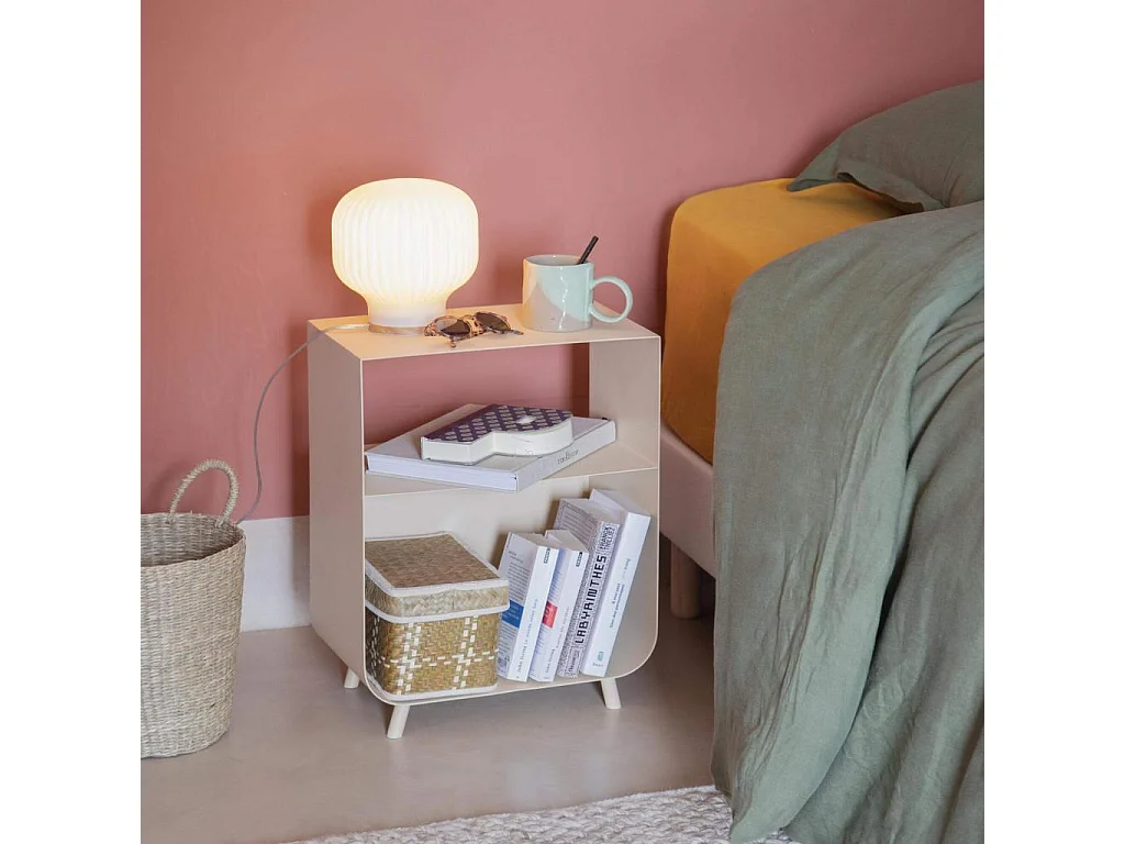 Habitat - Table de chevet en métal - Beige - Viktor
