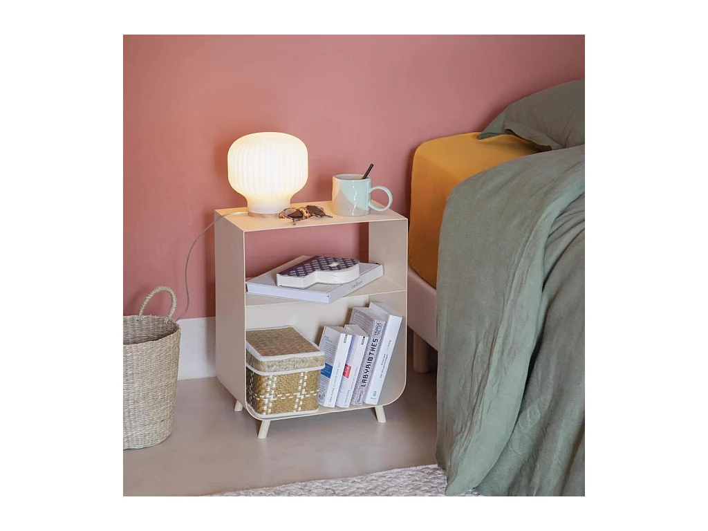 Habitat - Table de chevet en métal - Beige - Viktor