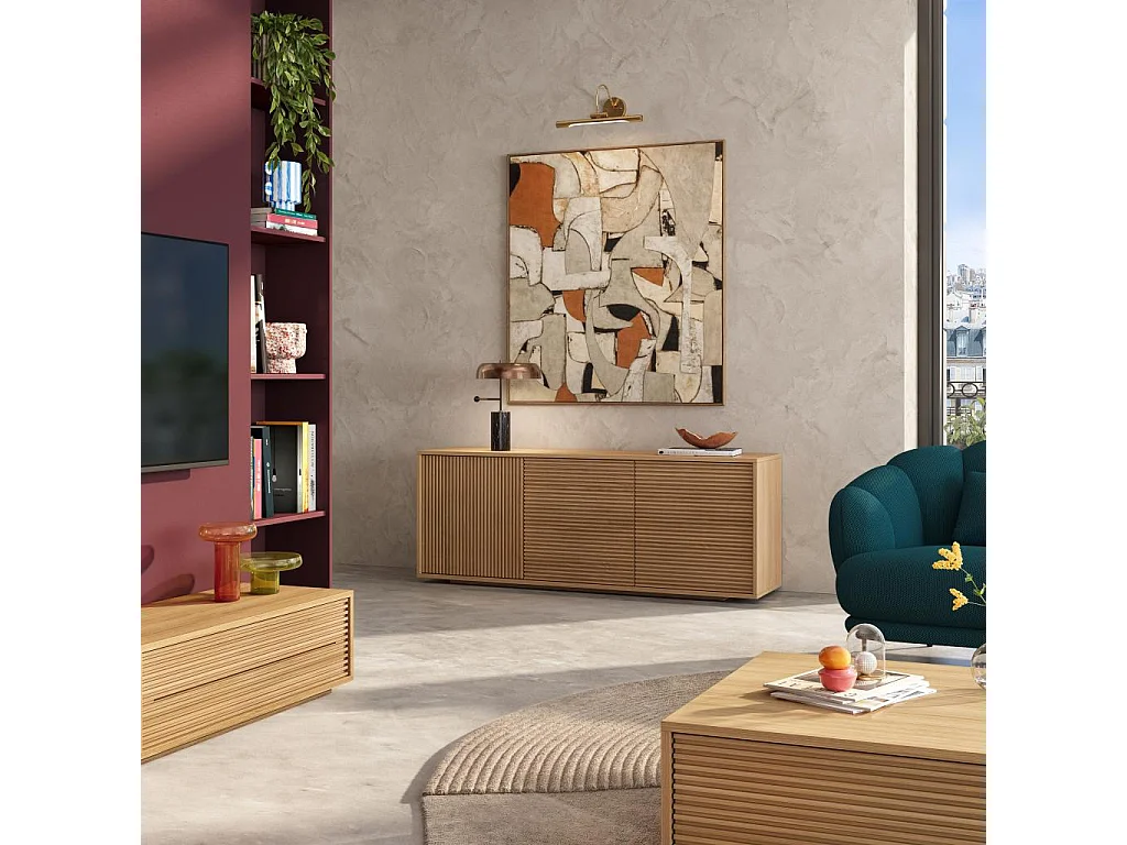 Habitat - Buffet bas 3 portes en chêne - Naturel - Max