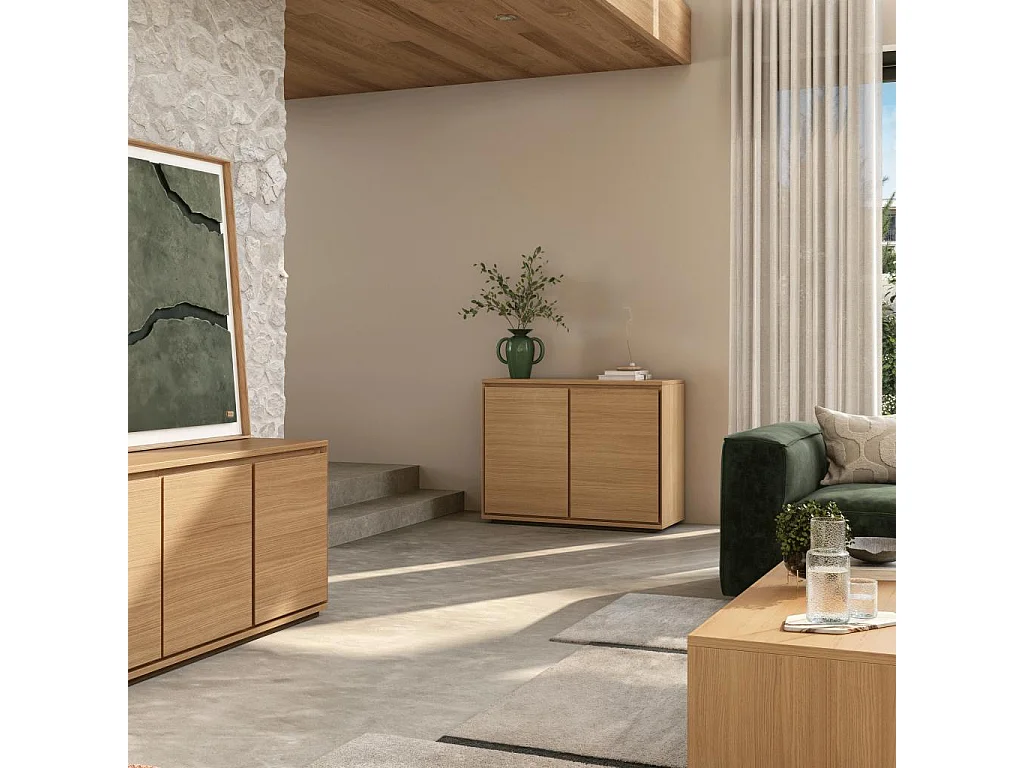 Habitat - Buffet bas 2 portes en chêne - Naturel - Hazo