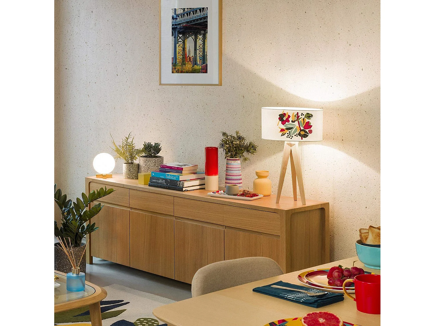 Habitat - Buffet 4 portes / 4 tiroirs en chêne - Design by Hélèna Pille - Ivoine