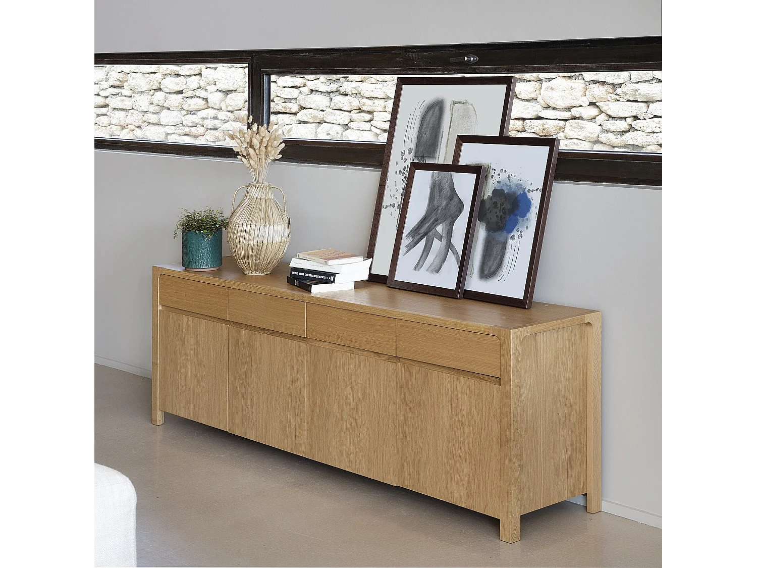 Habitat - Buffet 4 portes / 4 tiroirs en chêne - Design by Hélèna Pille - Ivoine