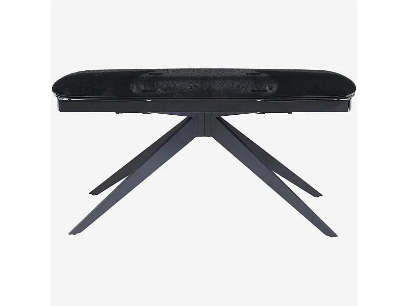 Habitat - Table rectangulaire extensible en verre trempé bullé - Noir  - Tensie