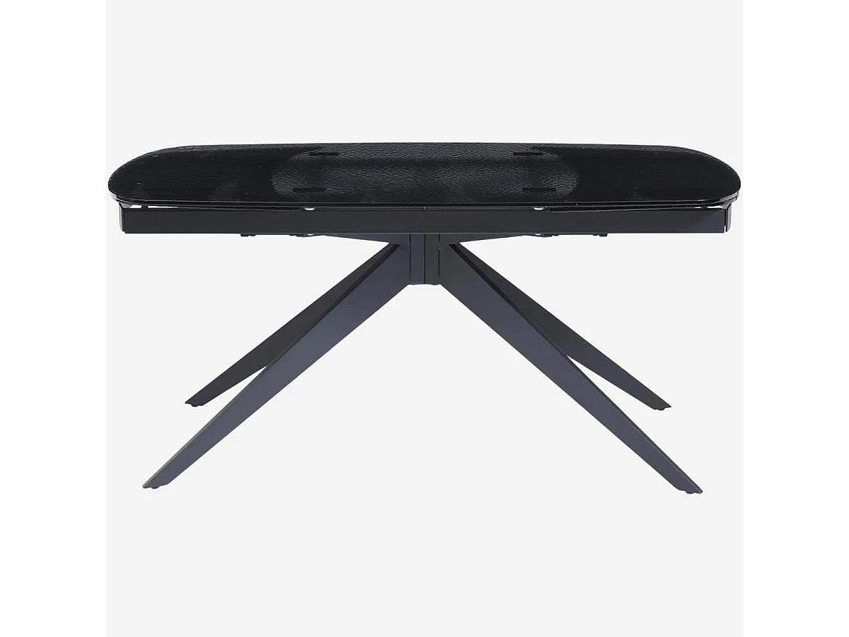Habitat - Table rectangulaire extensible en verre trempé bullé - Noir  - Tensie
