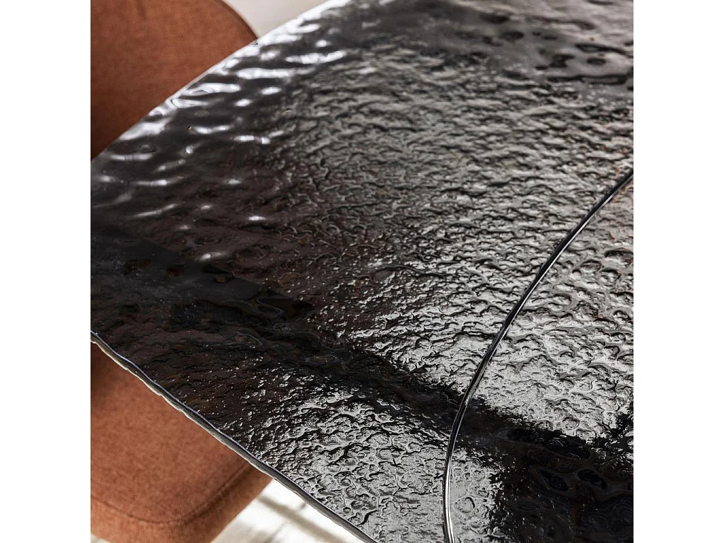 Habitat - Table rectangulaire extensible en verre trempé bullé - Noir  - Tensie