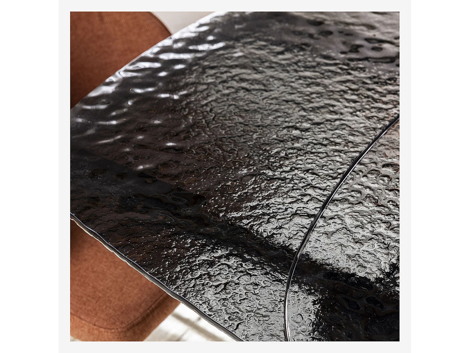 Habitat - Table rectangulaire extensible en verre trempé bullé - Noir  - Tensie