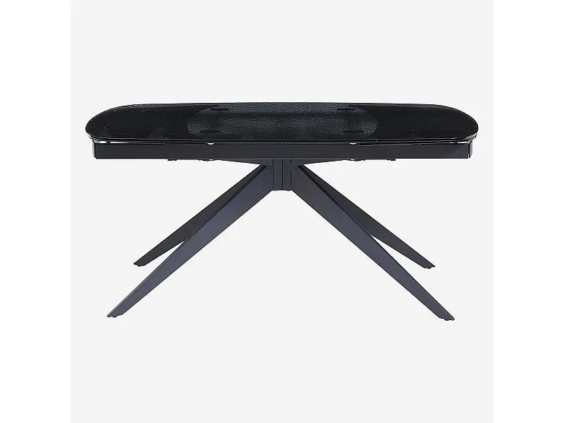 Habitat - Table rectangulaire extensible en verre trempé bullé - Noir  - Tensie