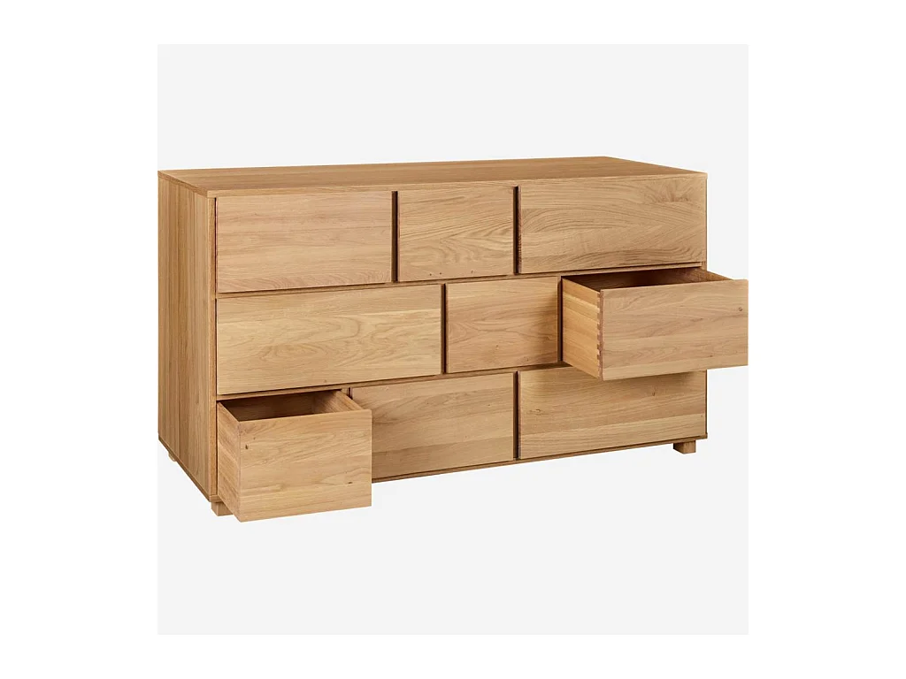 Habitat - Commode 9 tiroirs en chêne - Naturel - Hanita