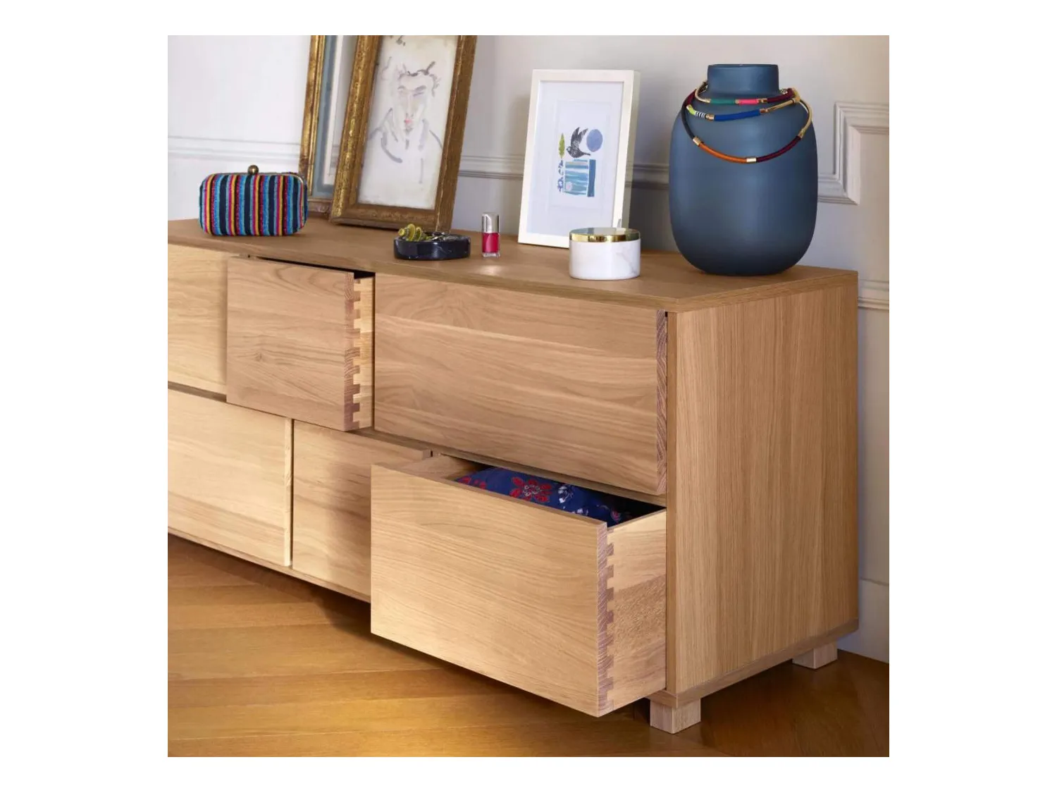 Habitat - Commode 9 tiroirs en chêne - Naturel - Hanita