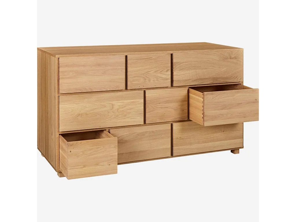 Habitat - Commode 9 tiroirs en chêne - Naturel - Hanita