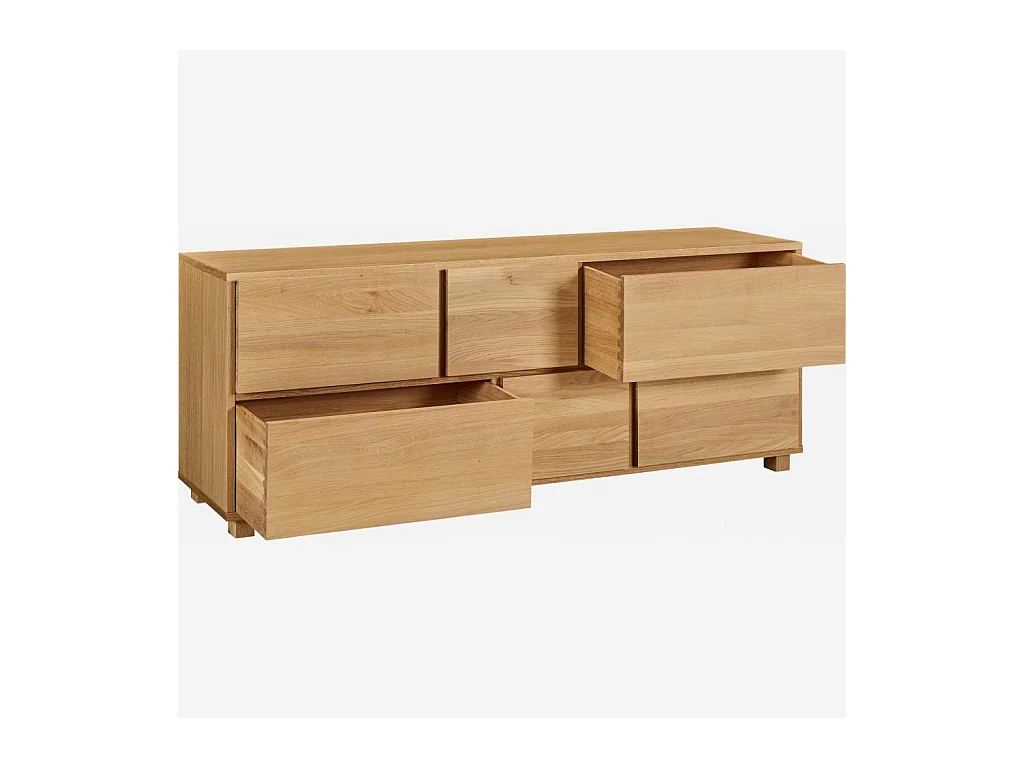 Habitat - Commode 6 tiroirs en chêne - Naturel - Hanita